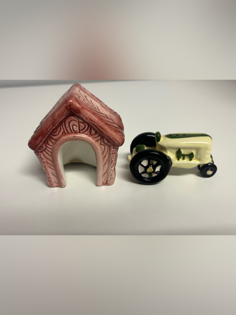 Vintage Tractor and Barn Salt & Pepper Shakers